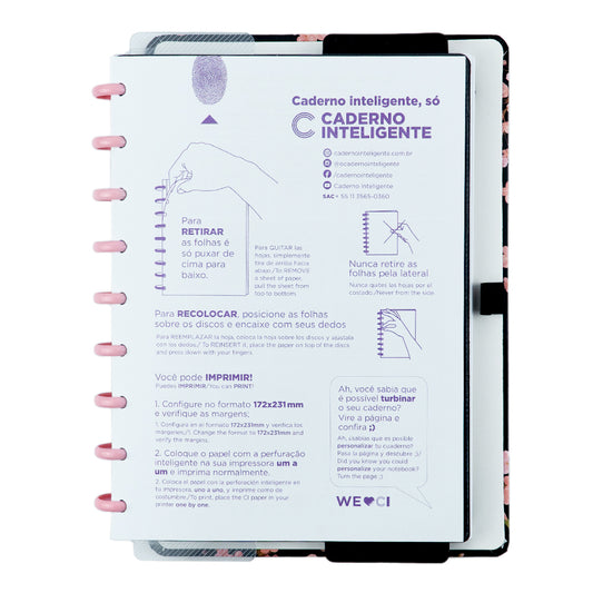 Caderno Inteligente Classical Rose Black Médio