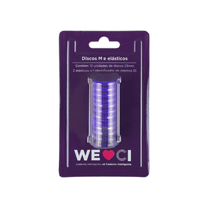 Discos e elástico roxo metálico para o Caderno Inteligente M Embalagem Frente