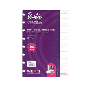 Folhas Pautadas 90g BARBIE™ Pink para Caderno Inteligente A5 Embalagem Frente