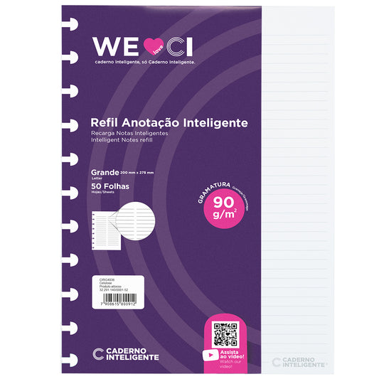 Folhas de Anotação Inteligente 90g de para Caderno Inteligente