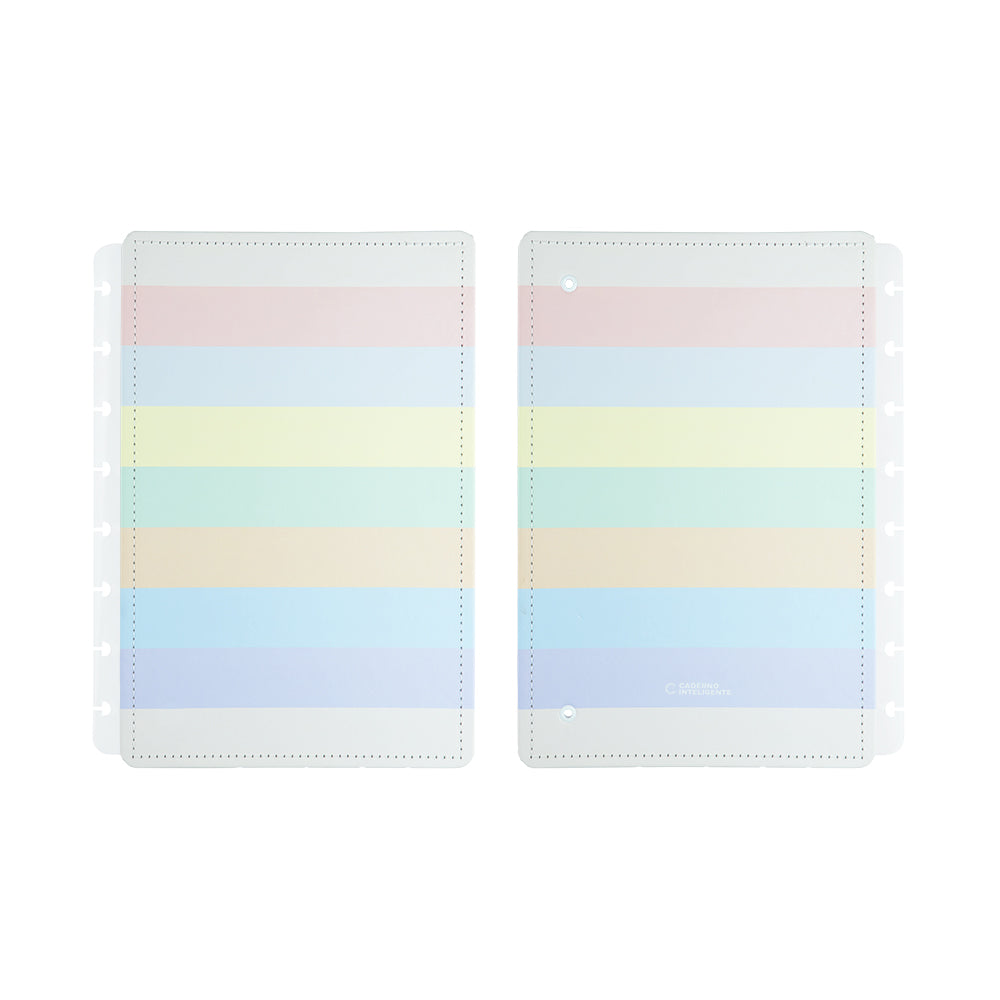 Capa e contracapa para Caderno Inteligente Arco-Íris Pastel A5