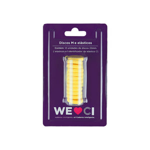 Discos e elástico amarelo para o Caderno Inteligente M Embalagem Frente