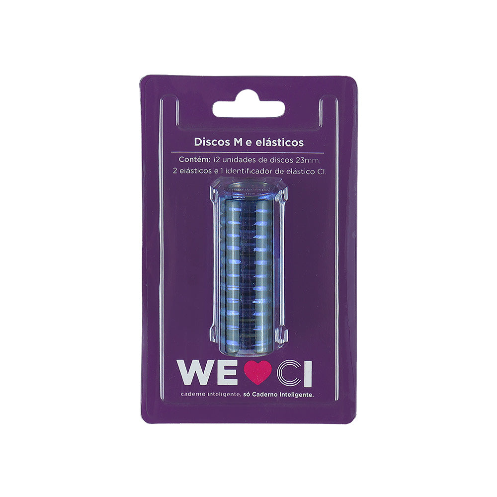 Discos e elástico azul bic metálico para o Caderno Inteligente M Embalagem Frente