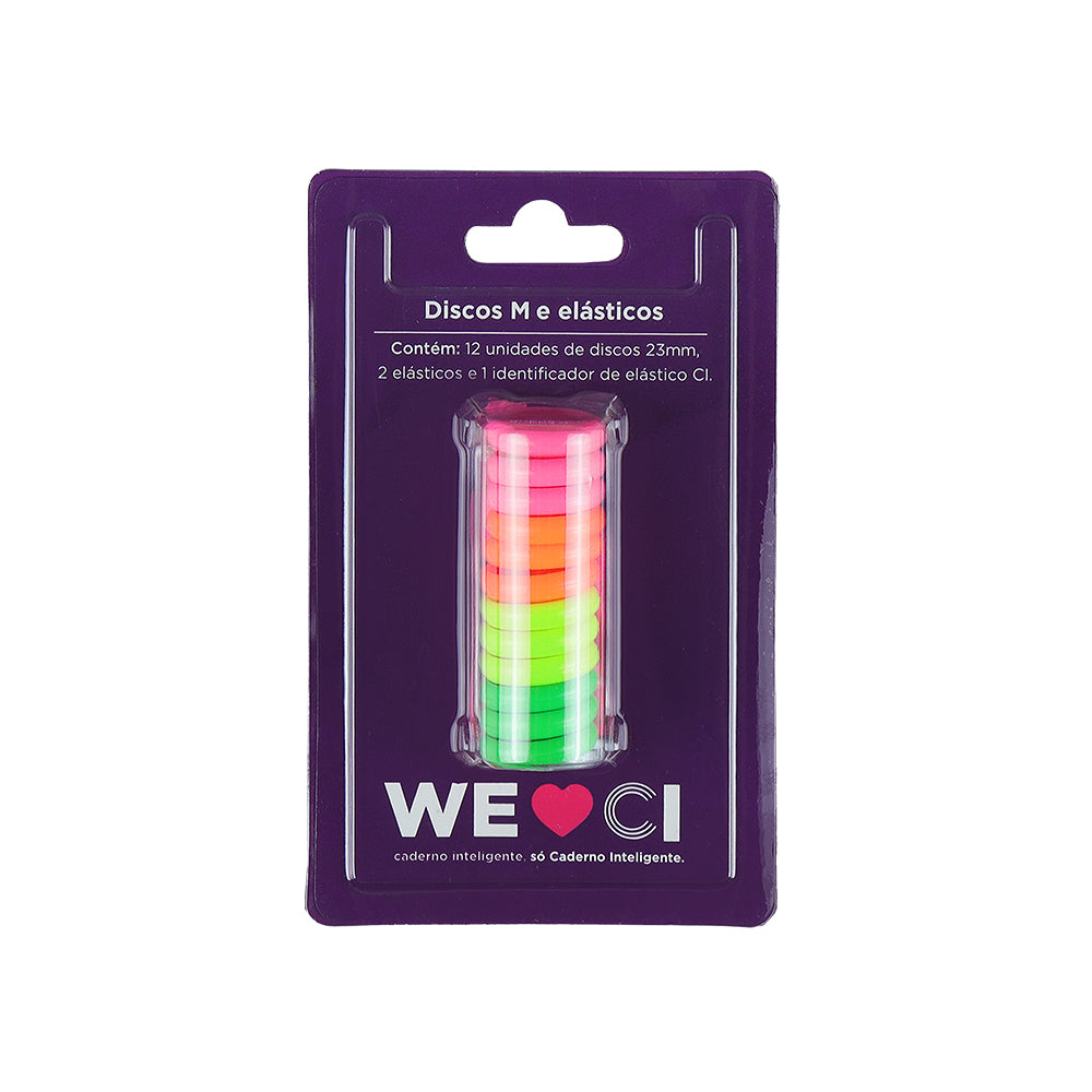 Discos e elástico Neon Glow para o Caderno Inteligente M Embalagem Frente