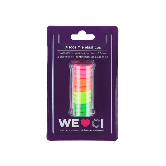 Discos e elástico Neon Glow para o Caderno Inteligente M Embalagem Frente