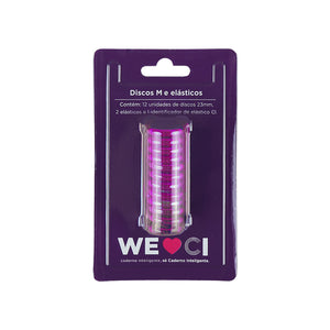 Discos e elástico rosa metálico para o Caderno Inteligente M Embalagem Frente