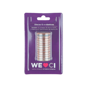 Discos e elástico rose gold para o Caderno Inteligente M Verso