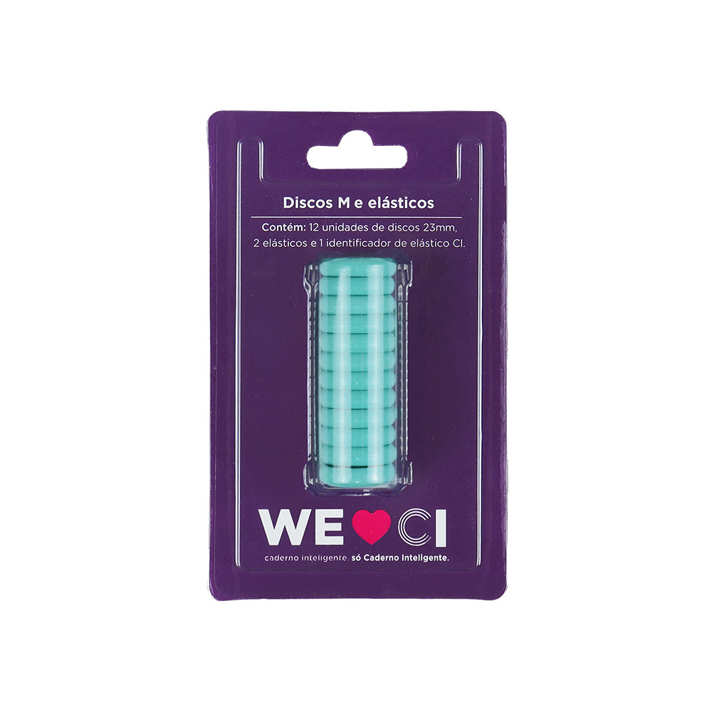 Discos e elástico Aquamarine para o Caderno Inteligente M Embalagem Frente