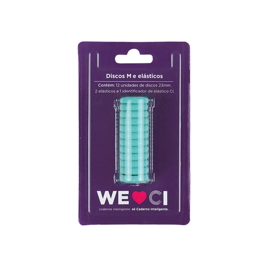 Discos e elástico Aquamarine para o Caderno Inteligente M Embalagem Frente