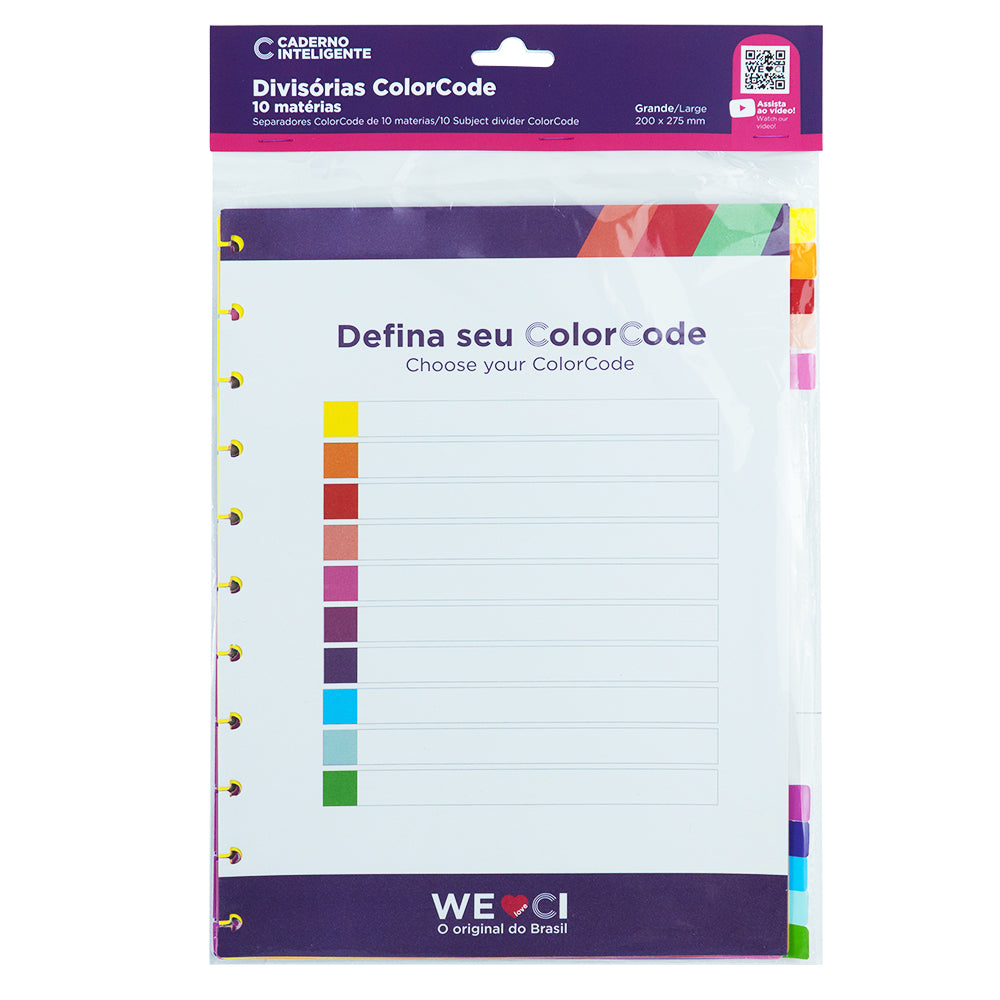 Separadores Colorcode Grande para Caderno Inteligente Embalagem Frente