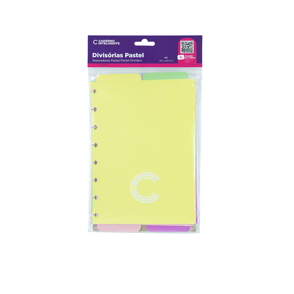 Separadores Pastel para Caderno Inteligente A5 Embalagem Frente