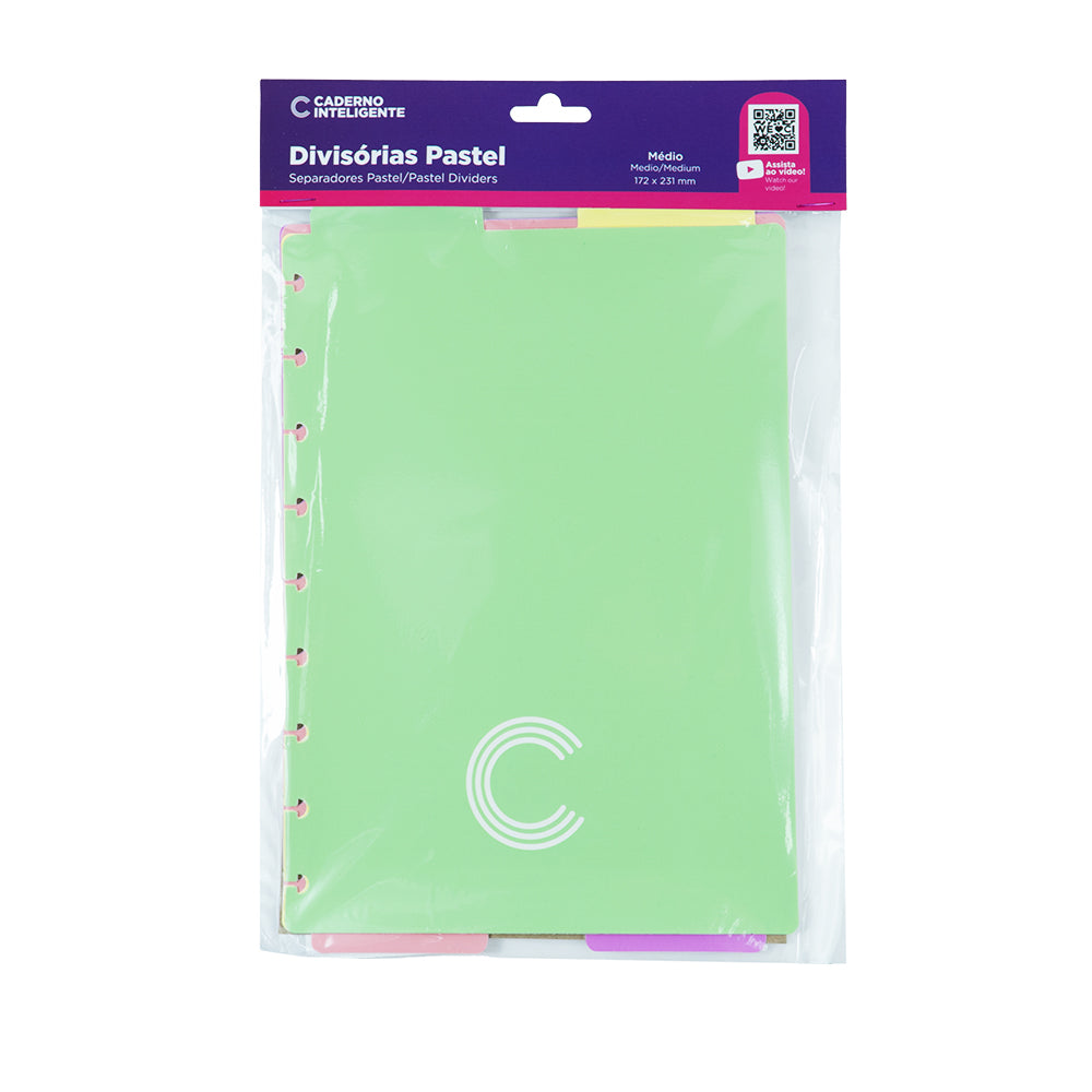 Separadores Pastel para Caderno Inteligente Médio Embalagem Frente
