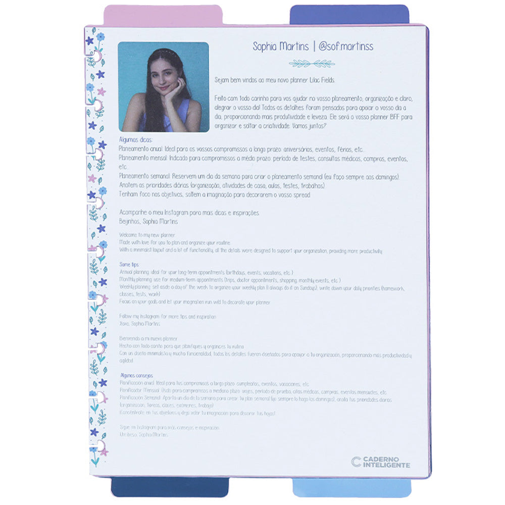 Recarga para Planner Caderno Inteligente by Sophia Martins Médio (Planner) Embalagem Frente
