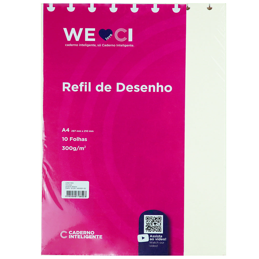 Folhas desenho A4 300g 10f para Caderno Inteligente Embalagem Frente
