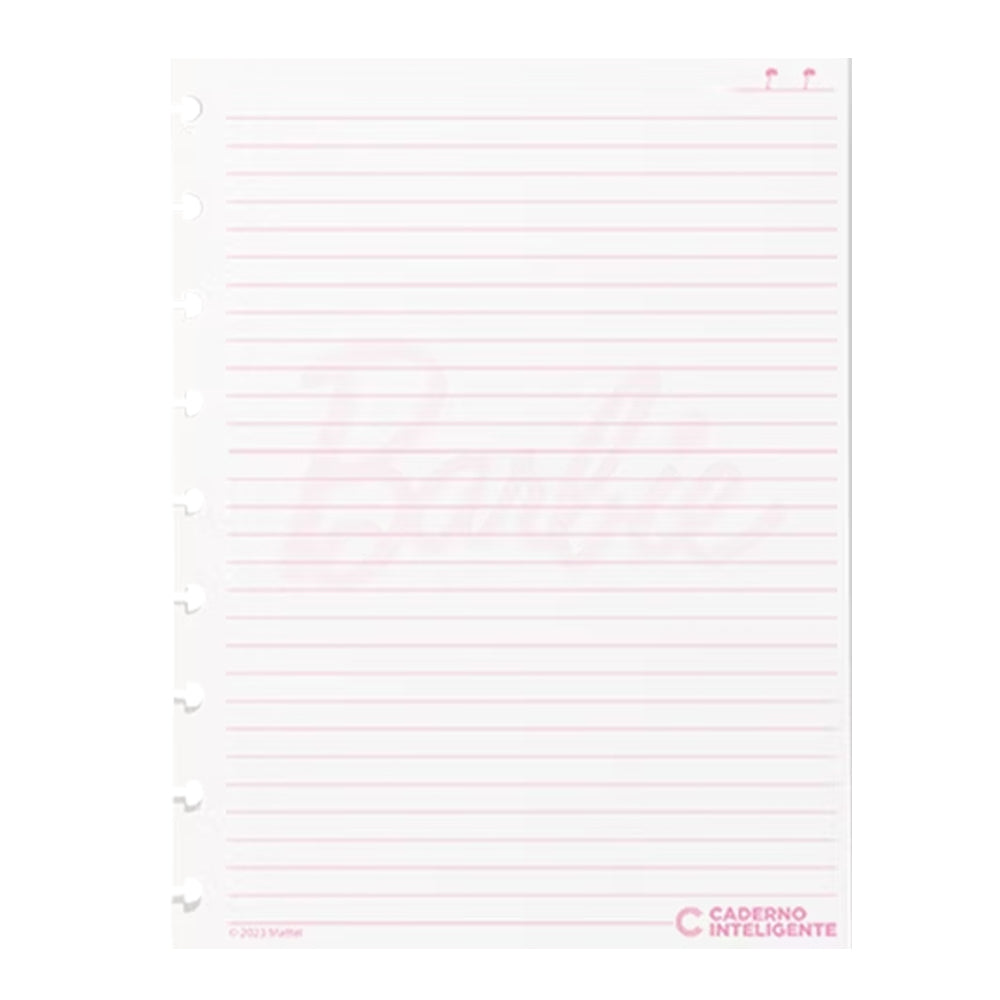 Folhas Pautadas 90g BARBIE™ Pink para Caderno Inteligente Médio (Planner) Verso