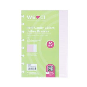 Folhas Candy Colors 90g Linhas Brancas A5 Embalagem Frente