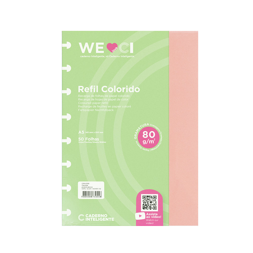 Folhas coloridas para Caderno Inteligente A5 Embalagem Frente