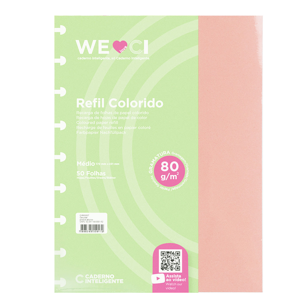 Folhas coloridas Médias para planner Caderno Inteligente Embalagem Frente