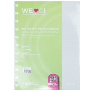 Folhas linhas brancas quadriculadas 120g para Caderno Inteligente Grande Embalagem Frente