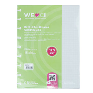 Folhas linhas brancas quadriculadas 120g para Caderno Inteligente Médio (Planner) Interior