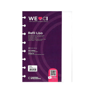 Folhas lisas brancas 120g para Caderno Inteligente A5 Embalagem Frente