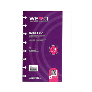 Folhas lisas brancas 90g para Caderno Inteligente A5 Embalagem Frente