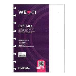 Folhas lisas brancas 120g para Caderno Inteligente Médio (Planner) Interior