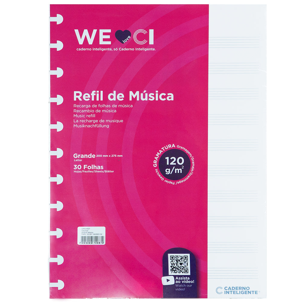 Folhas de música para Caderno Inteligente Grande Embalagem Frente
