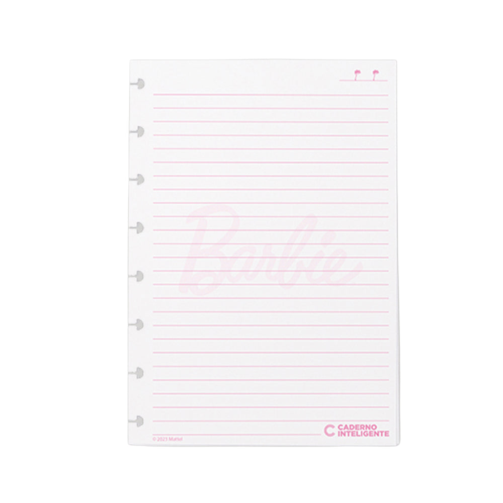 Folhas Pautadas 90g BARBIE™ Pink para Caderno Inteligente A5 Verso