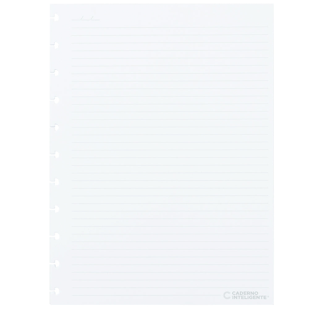 Folhas pautadas brancas 90g para Caderno Inteligente Grande Verso