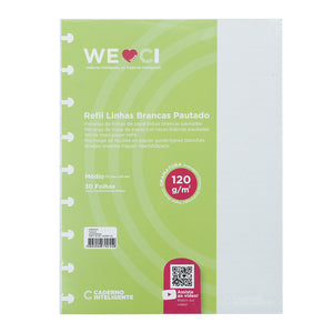 Folhas linhas brancas pautado 120g para Caderno Inteligente Médio (Planner) Interior