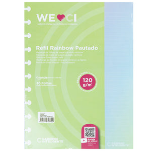 Folhas linhas brancas pautado Rainbow 120g para Caderno Inteligente Grande Embalagem Frente