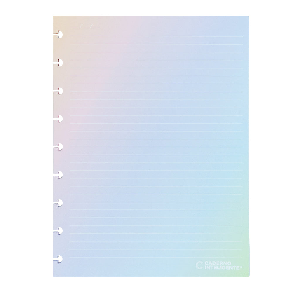 Folhas linhas brancas pautado Rainbow 120g para Caderno Inteligente Médio (Planner) Verso