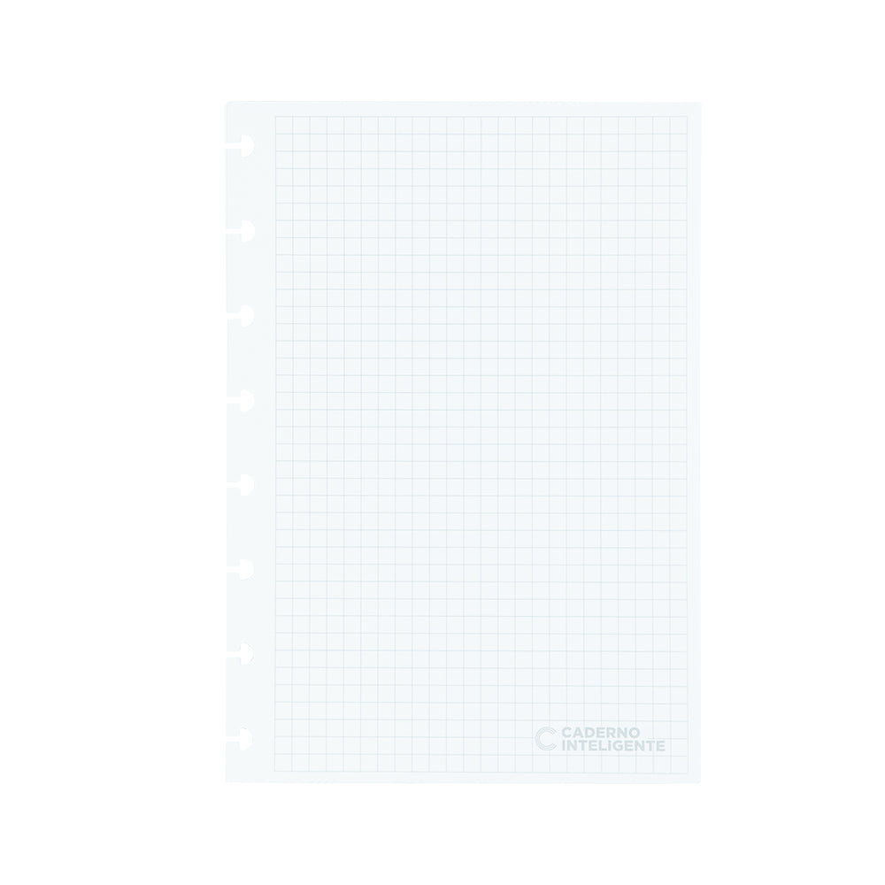 Folhas quadriculadas brancas 90g para Caderno Inteligente A5 Verso