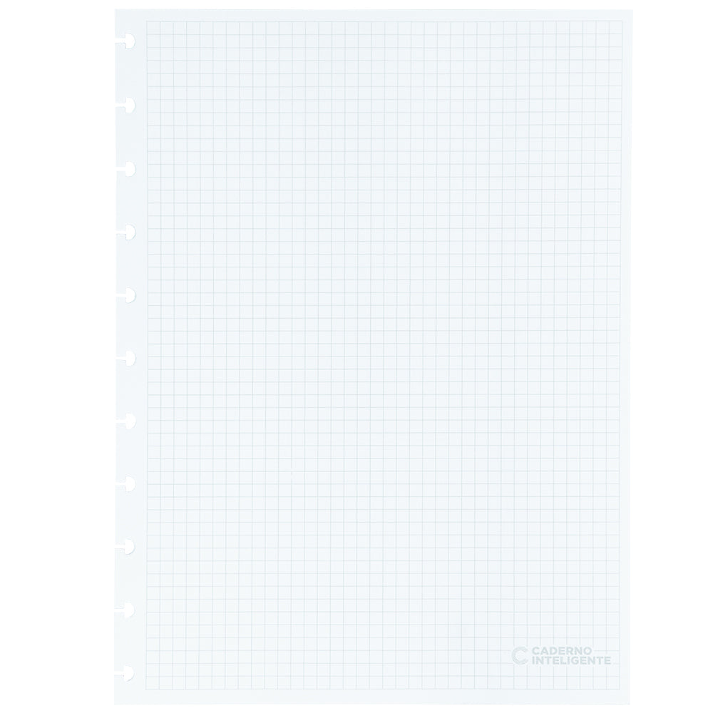 Folhas quadriculadas brancas 90g para Caderno Inteligente Grande Verso
