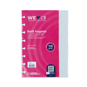 Folhas vegetal 115g para Caderno Inteligente A5 Embalagem Frente