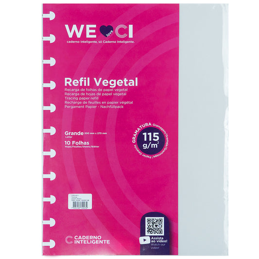 Folhas vegetal 115g para Caderno Inteligente Grande Embalagem Frente