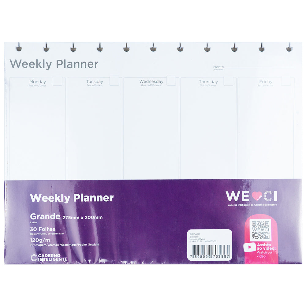 Folhas Weekly Planner 120g para My Frame Grande Embalagem Frente