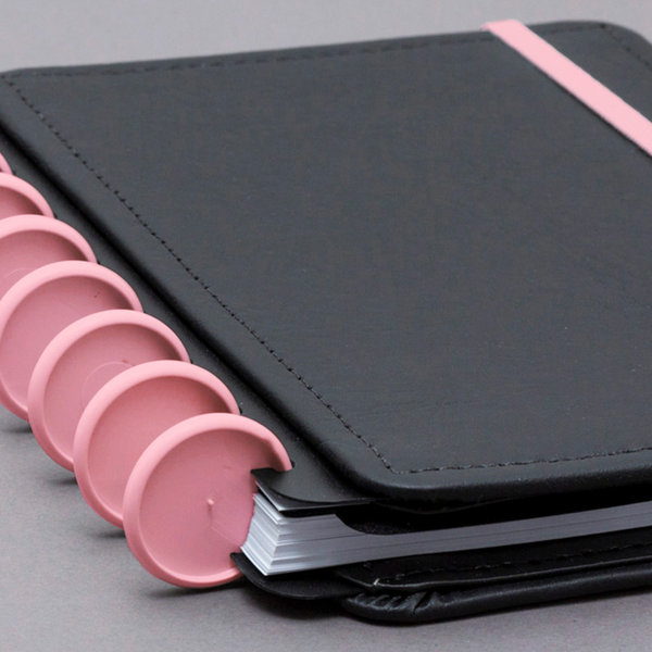 Discos e elástico rosa sertão para o Caderno Inteligente