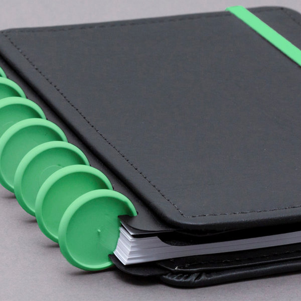 Discos e elástico verde amazónico para o Caderno Inteligente