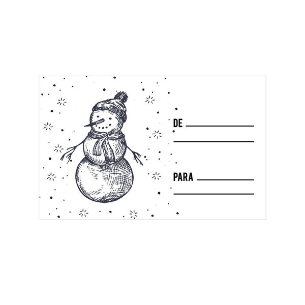 Etiqueta térmica blanca muñeco de nieve para caja regalo Cuaderno Inteligente