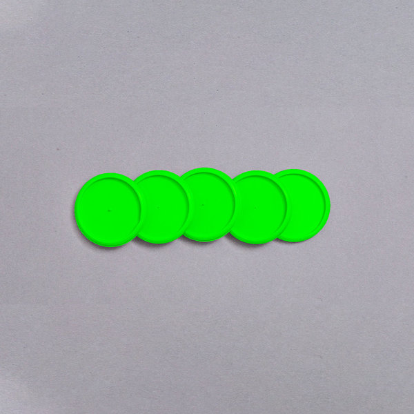 Discos e elástico verde néon para o Caderno Inteligente